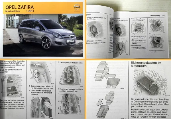 Betriebsanleitung Opel Zafira B Bedienung Pflege & Instandhaltung 01/2014