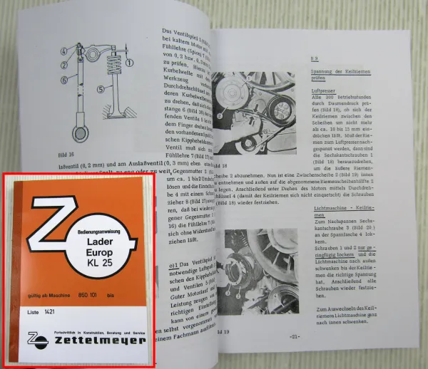 Betriebsanleitung Zettelmeyer KL25 Europ Lader Bedienung Wartung