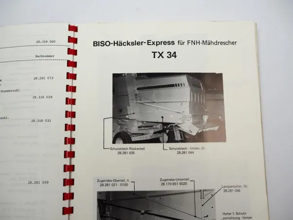 Biso Häcksler Express f. New Holland TX 36 Mähdrescher Betriebsanleitung ETL