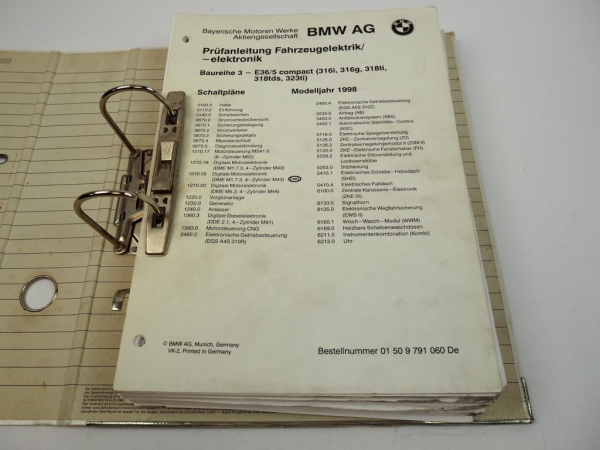 BMW 316i 316g 318ti 318tds 323ti E36/5 compact MJ 1998 Elektrische Schaltpläne