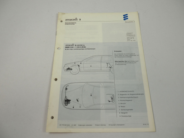 BMW 316i 318i E36 Bj. 1996 Eberspächer Hydronic B4WSC Einbau Heizgerät