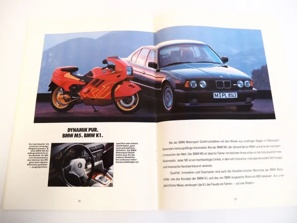 BMW 3er 5er 7er 8er Reihe PKW K1 Motorrad Produktprogramm Prospekt 1992