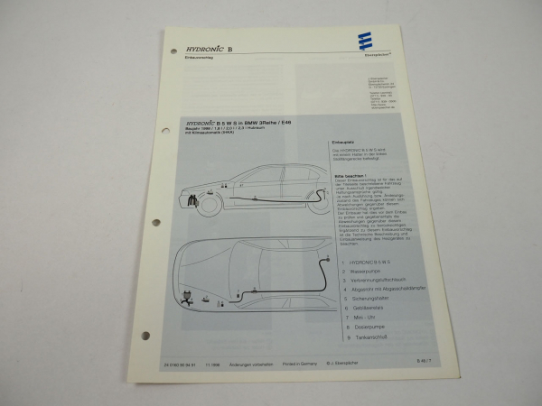 BMW 3er E46 Bj. 1998 Eberspächer Hydronic B5WS Einbau Heizgerät