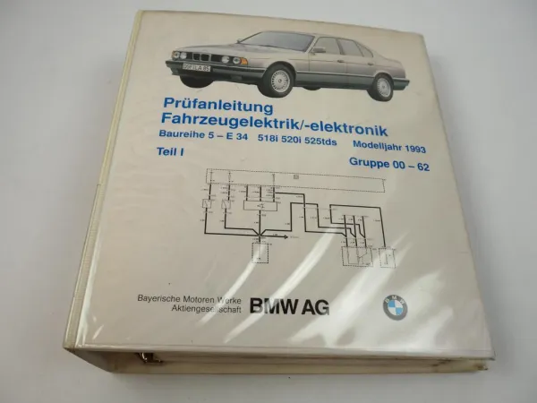 BMW 518i 520i touring 525tds E34 1993 Werkstatthandbuch Schaltpläne Elektrik Bd1