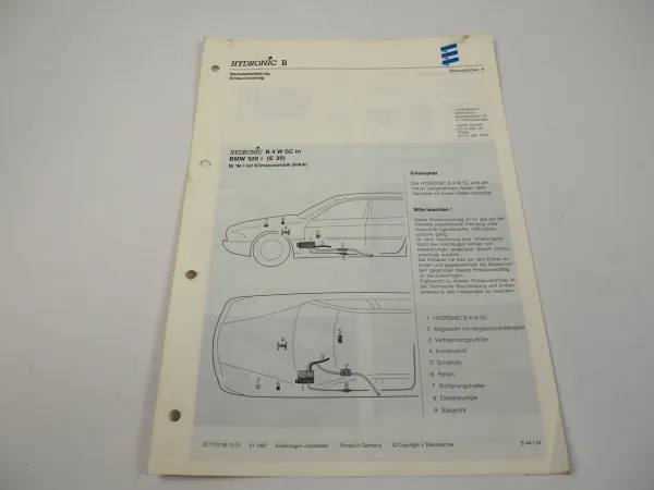 BMW 520i E39 Bj. 1996 Eberspächer Hydronic B4WSC Einbau Heizgerät