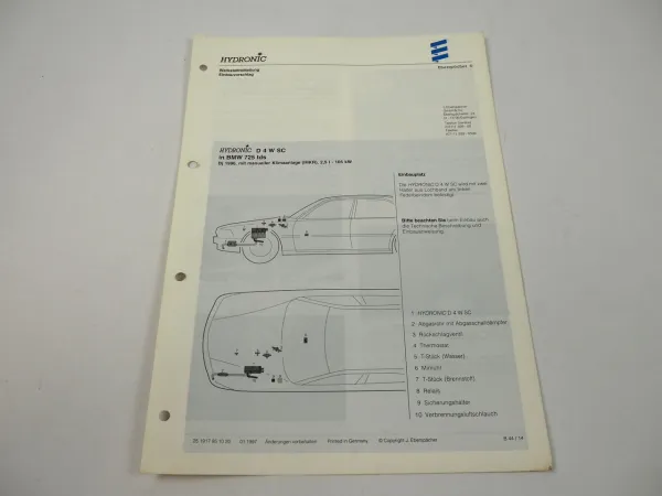 BMW 725 tds Bj. 1996 Eberspächer Hydronic D4WSC Einbau Heizgerät