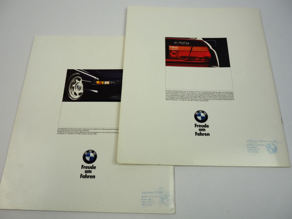 BMW 850i E31 Vorstellung und Sonderausstattungen 1991 2 Prospekte