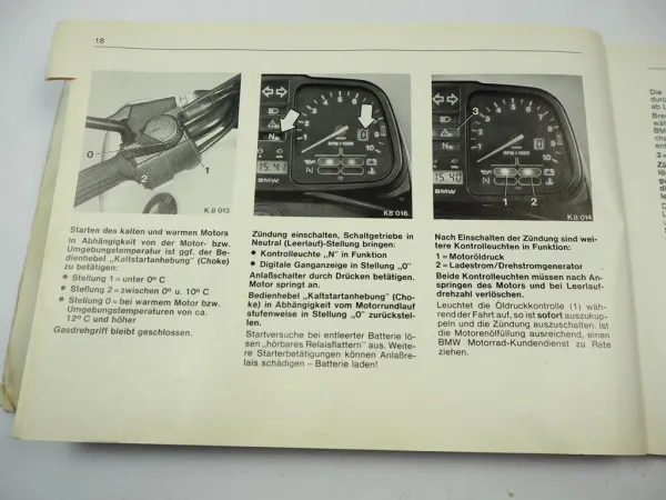 BMW K100 Motorrad Betriebsanleitung Bedienungsanleitung 1983