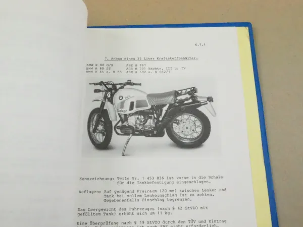 BMW R 50 - 100 K75 K100 TÜV Umrüstung Umrüstmöglichkeiten Freigaben ABE 1988