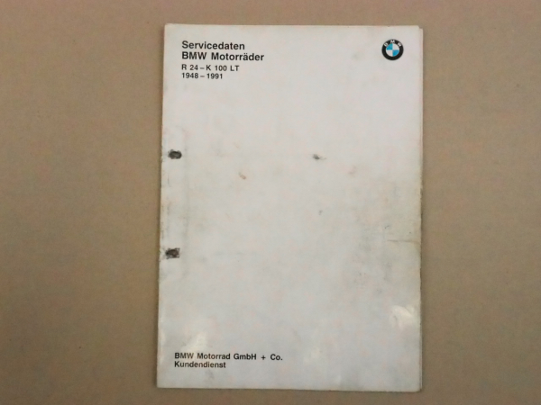 BMW R24 - K100LT Servicedaten 1948 - 1991 alle Motorräder