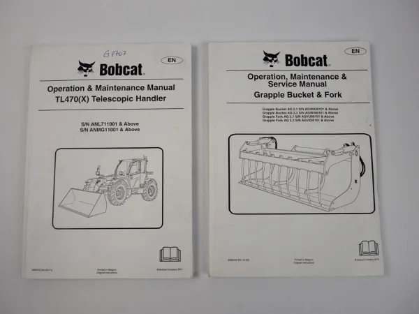 Bobcat TL470 Telescopic Handler + Grapple Bucket/Fork Operation Manual 2010/11