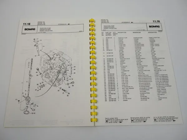 Bomag BPR15 45D Vibrationsplatte Betriebsanleitung Wartung Ersatzteilliste 1992