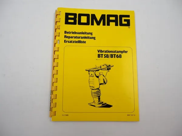 Bomag BT58 BT68 Vibrationsstampfer Betriebsanleitung Reparatur Ersatzteilliste