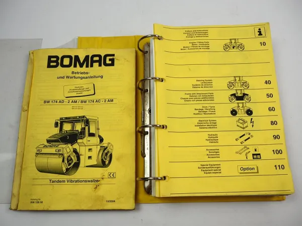 Bomag BW 174 AD-2 AM Tandem Vibrationswalze Betriebsanleitung Ersatzteilliste