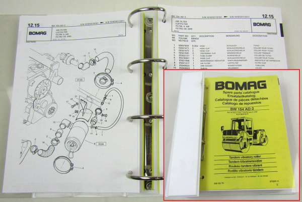 Bomag BW154AD-2 Vibrationswalze Ersatzteilliste Ersatzteilkatalog Parts lis 2001