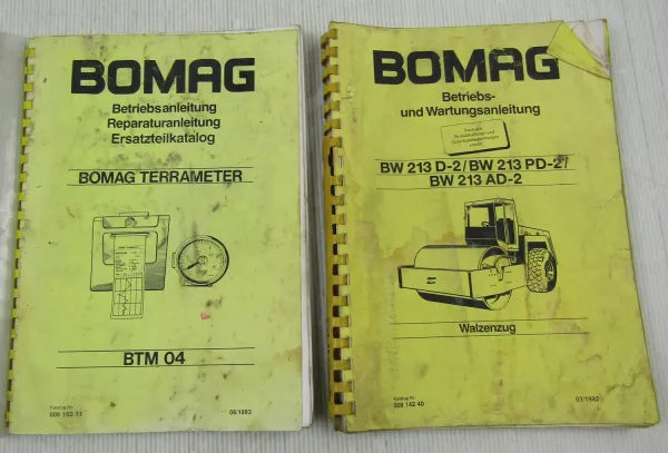 Bomag BW213 D-2 PD-2 AD-2 Betriebsanleitung Wartung 1992 + Terrameter BTM04