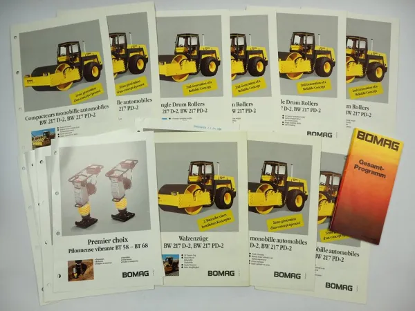 Bomag Walzen Walzenzug Vibrationsstampfer Gesamtprogramm 22x Prospekt 1990er J.
