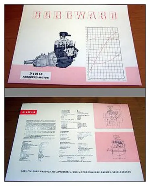 Borgward Lloyd Hansa Dieselmotor D4M 1,8l Prospekt 50er