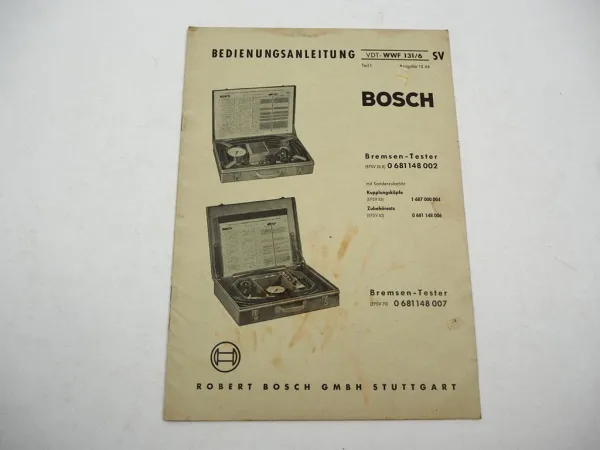 Bosch Bremsen Tester EFSV26B Testgerät Betriebsanleitung Bedienung 1964
