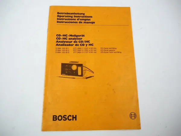 Bosch CO HC Meßgerät Abgas Motor Betriebsanleitung Operating Instruction 1984