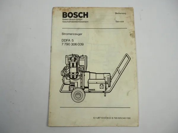 Bosch DDFA5 Stromerzeuger Bedienungsanleitung Schaltplan