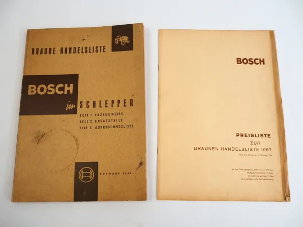 Bosch im Schlepper Braune Handelsliste 1967 mit Preisliste