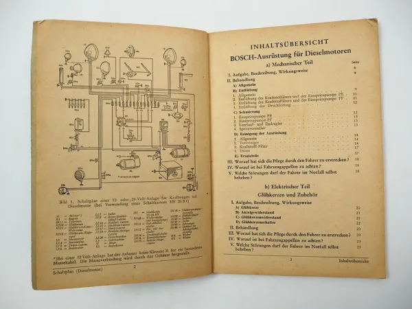 Bosch Leitfaden Einspritzausrüstung für Dieselmotoren Bremsen Handbuch 1940