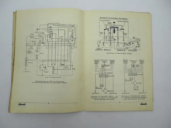Bosch Schaltbilder Schaltpläne KFZ Elektrik von PKW LKW Schlepper Motorrad 1956