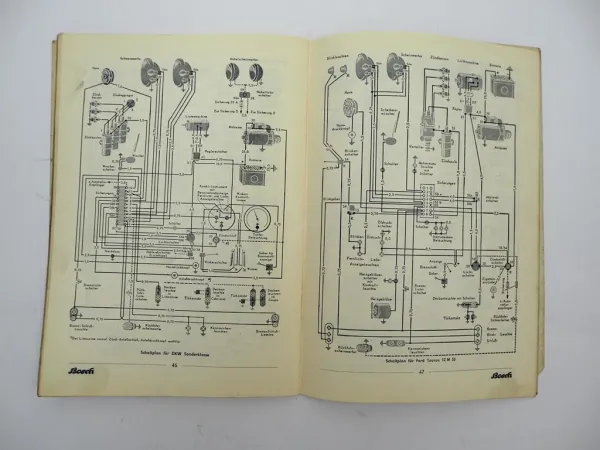 Bosch Schaltbilder Schaltpläne KFZ Elektrik von PKW LKW Schlepper Motorrad 1956