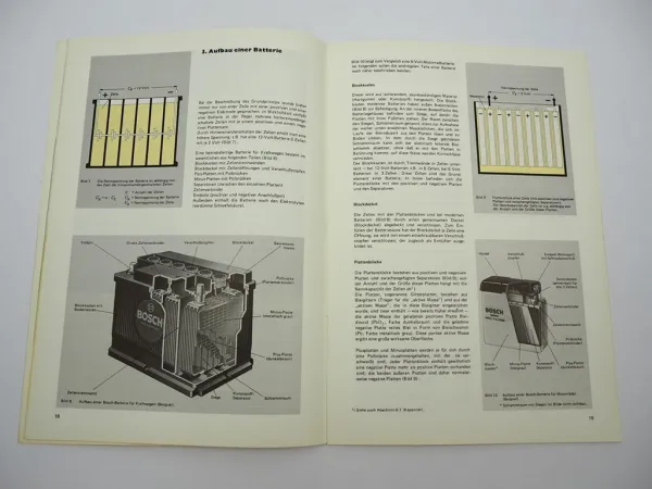 Bosch Technische Unterrichtung Batterien Bleiakkumulatoren in KFZ 1974 Schulung