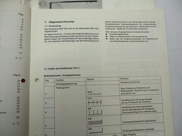 Bosch Zündungsoszilloskop MOT400 Gerätewagen Betriebsanleitung Bedienung 1981/84