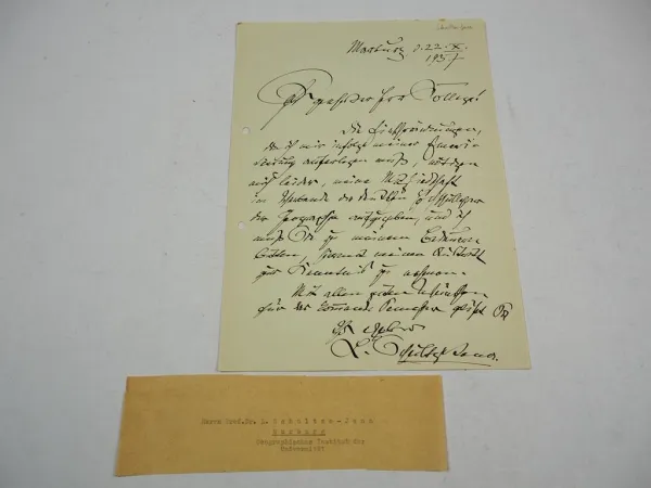 Brief Autograph Prof. L. Schultze Jena Anthropologe Universität Marburg 1937