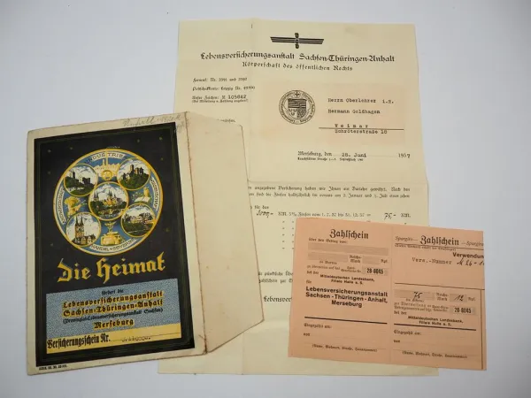 Brief Lebensversicherungsanstalt Sachsen Thüringen Anhalt Merseburg 1937