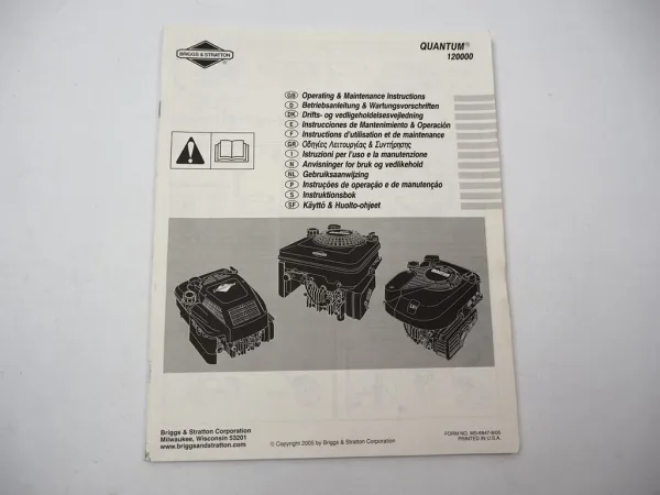 Briggs & Stratton 120000 Quantum Motor Betriebsanleitung Operating 08/2005