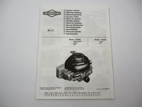 Briggs & Stratton 210000 310000 Power Built Intek I/C Motor Betriebsanleitung