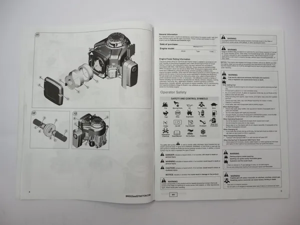 Briggs & Stratton 290000 300000 350000 380000 Vanguard Motor Betriebsanleitung