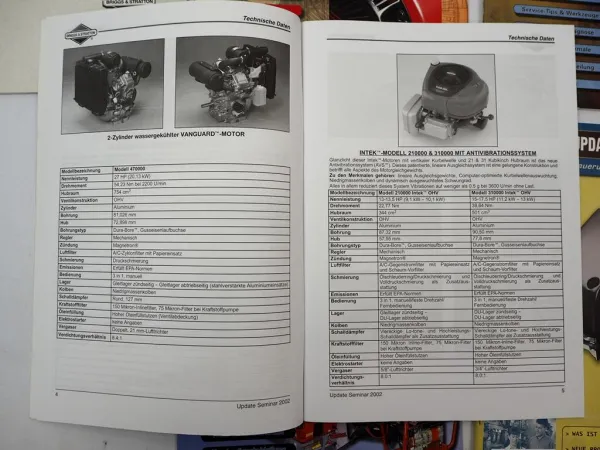 Briggs & Stratton 6x Zeitschrift Update Seminar mit Neuerungen 1999 - 2006