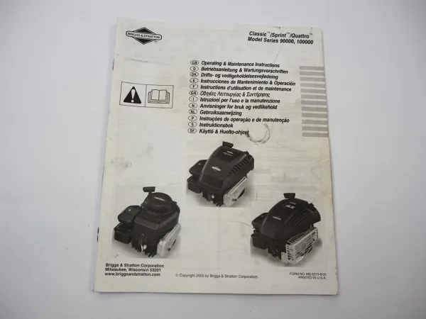 Briggs & Stratton 90000 100000 Classic Sprint Quattro Motor Betriebsanleitung 05