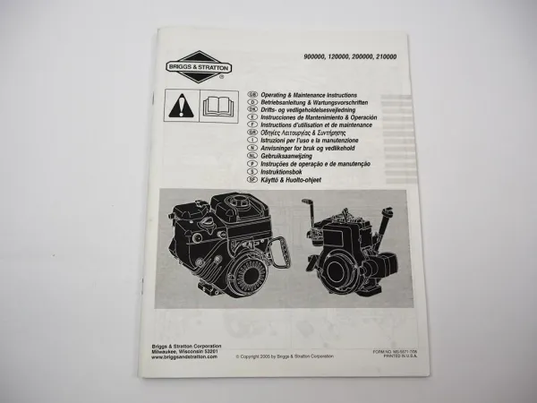 Briggs & Stratton 900000 120000 200000 210000 Motor Betriebsanleitung Operating