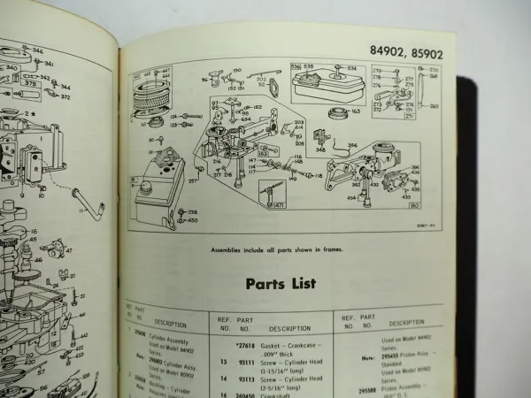 Briggs & Stratton Motor Reparatur Werkstatthandbuch Ersatzteilliste 1970er Jahre