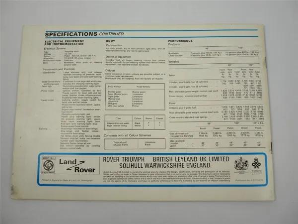 British Leyland Land Rover Serie III 88 109 Station Wagon Prospekt Brochure 1974