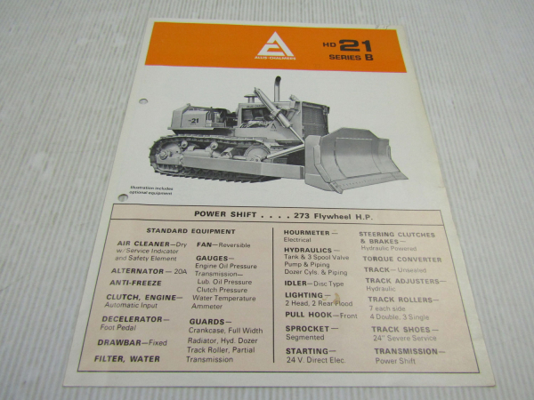 Brochure Allis Chalmers HD21 Series B Tractor Bulldozer ca. 1972