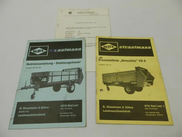 BSL Strautmann Streublitz VS6 Stalldungstreuer Betriebsanleitung Ersatzteilliste