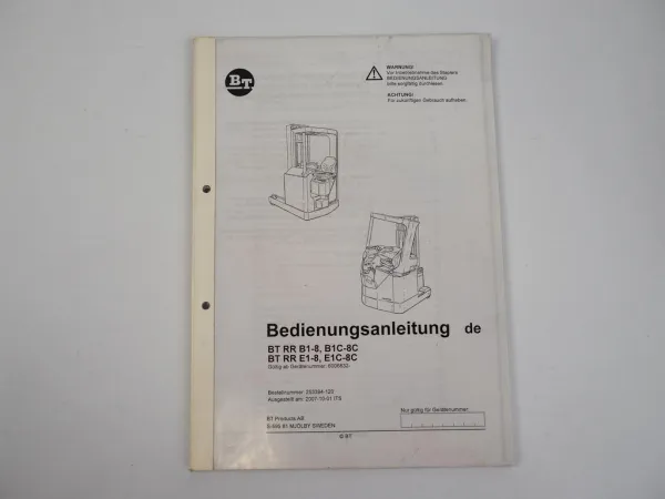 BT RR B1-8 B1C-8C E1-8 E1C-8C Schubmaststapler Bedienungsanleitung 2007