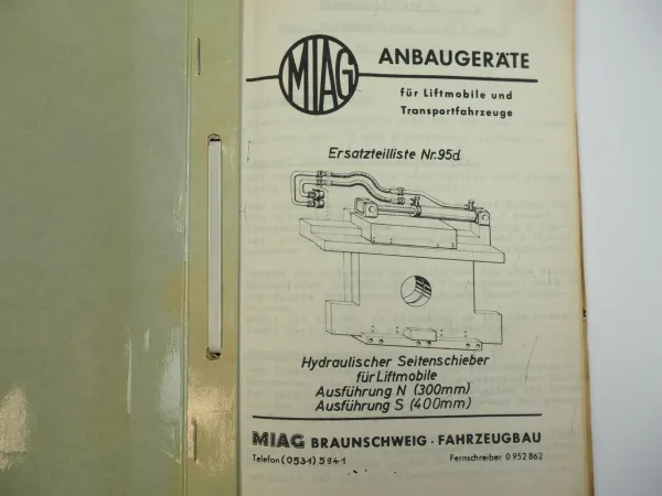 Bühler MIAG DFG3.2W Gabelstapler Bedienungsanleitung Ersatzteilliste Anbaugeräte