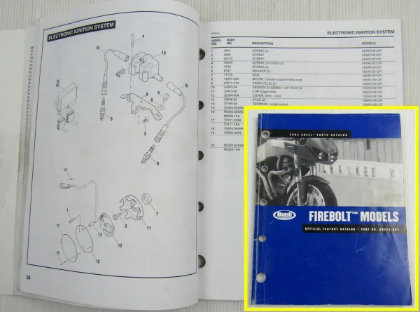 Buell Firebolt XB9R XB12R 2004 Spare Parts List Catalog Ersatzteilliste