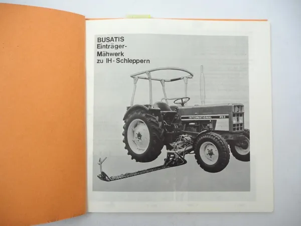 Busatis 1126 Mähwerk für IHC 323 - 844 Betriebsanleitung Ersatzteilliste 1976