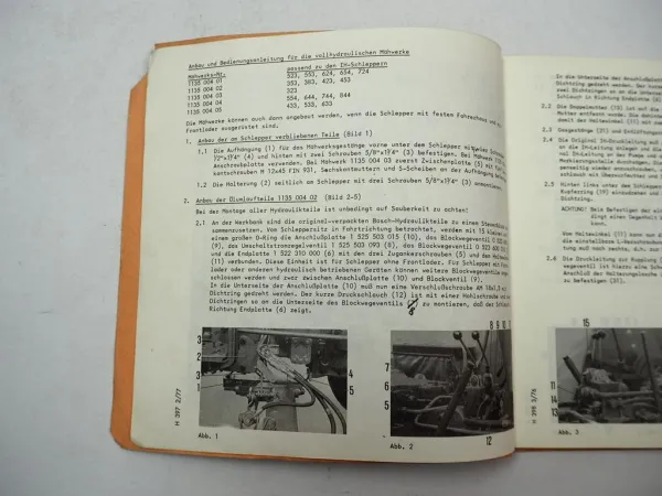 Busatis BM1135 Mähwerk für IHC Traktor Betriebsanleitung Ersatzteilliste 1977