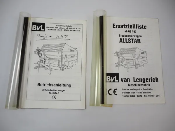 BvL van Lengerich Allstar Blockdosierwagen Betriebsanleitung Ersatzteilliste 1997
