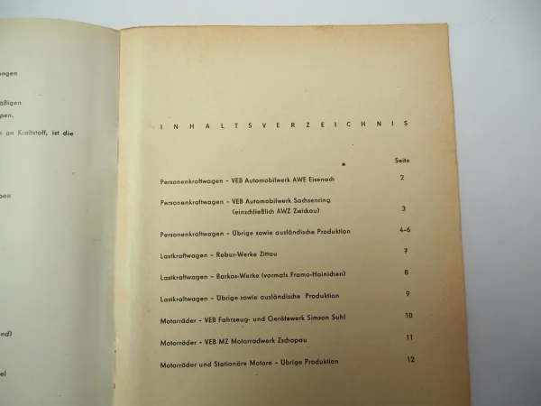 BVN Berlin Vergaser PKW LKW Motorrad Motor Einstelltabellen DDR 1959